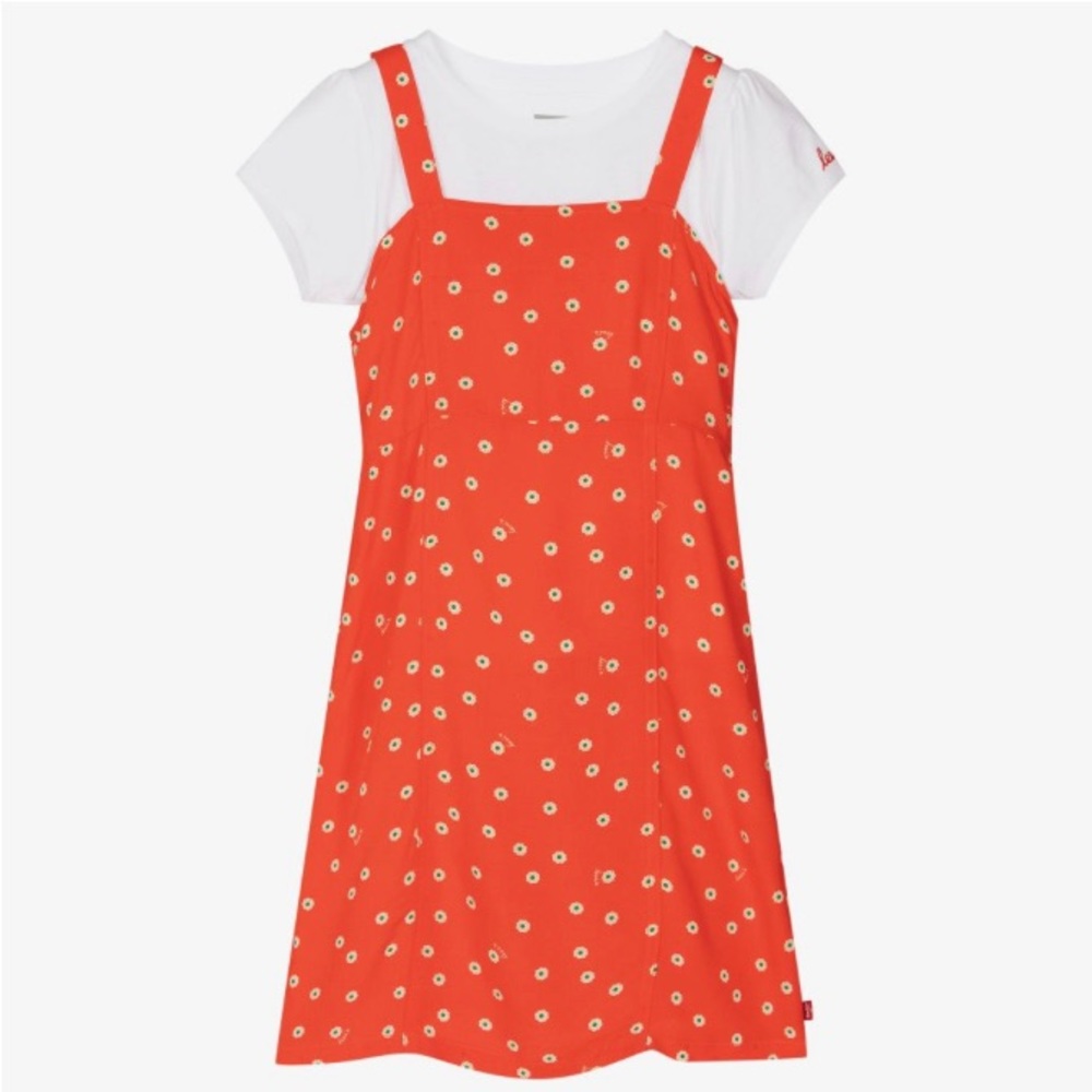 LEVI'S WHITE TOP & ORANGE DRESS SET SIZE: L